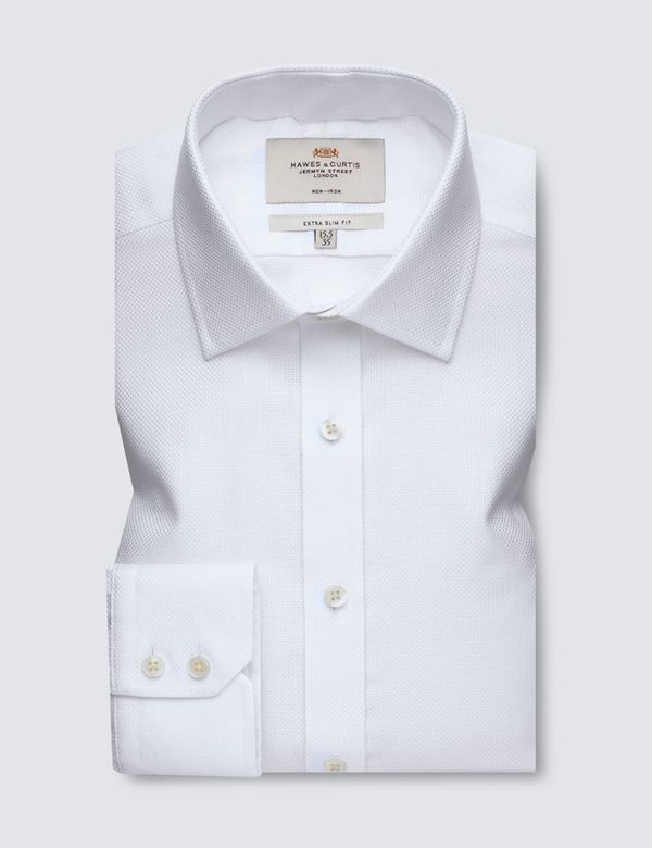 Fancy Non-Iron White Textured Slim Shirt main image 0