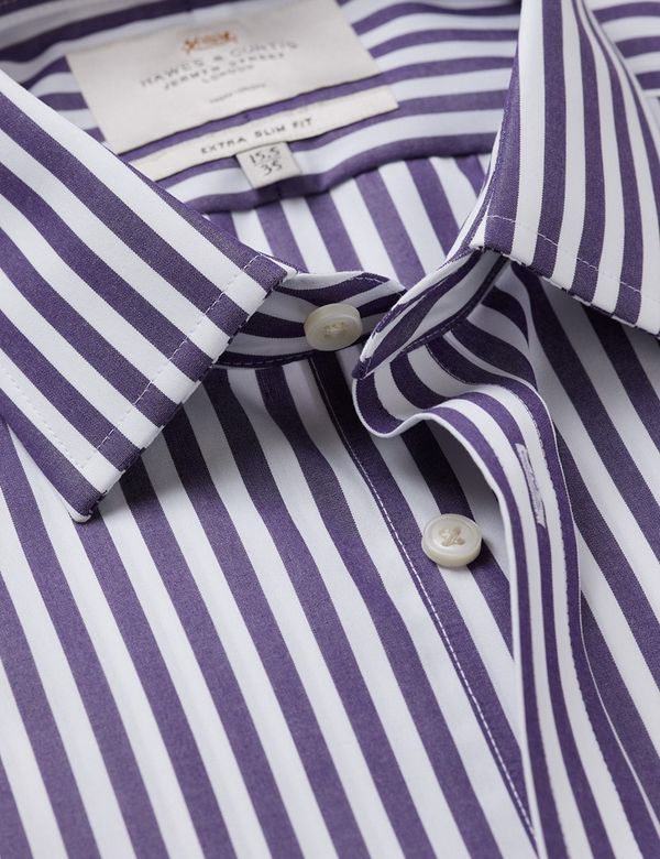Extra Slim Fit Purple & White Bold Stripe Non-Iron Shirt