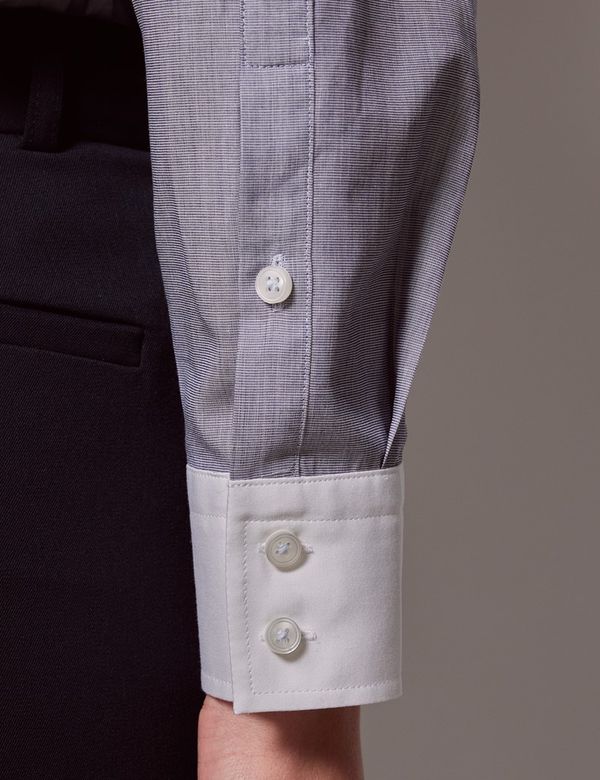 Women's Executive Grey End On End Semi-Fitted Shirt With Women's Executive Grey End On End Semi-Fitted Shirt With