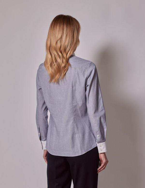 Women's Executive Grey End On End Semi-Fitted Shirt With