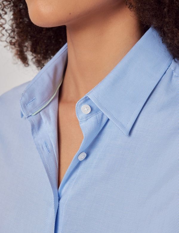 Light Blue Sequin Embroidered Women Shirt