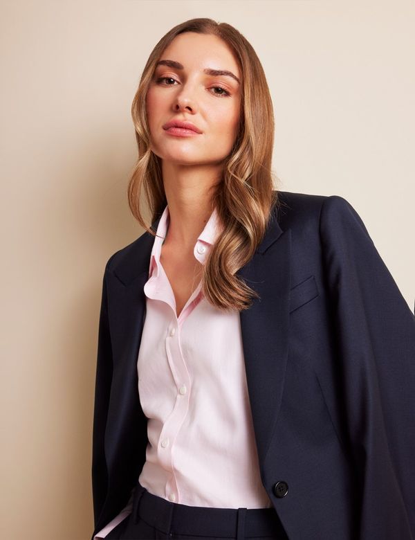light pink dress shirt women Iris Fuchsia Pink Classic Fit Linen Shirt