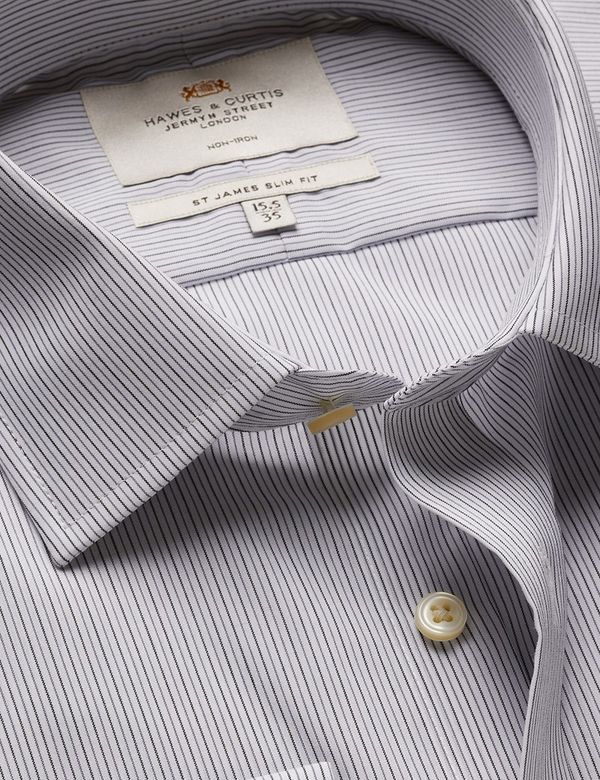 Slim Fit Charcoal & Grey Stripe Non-Iron Shirt