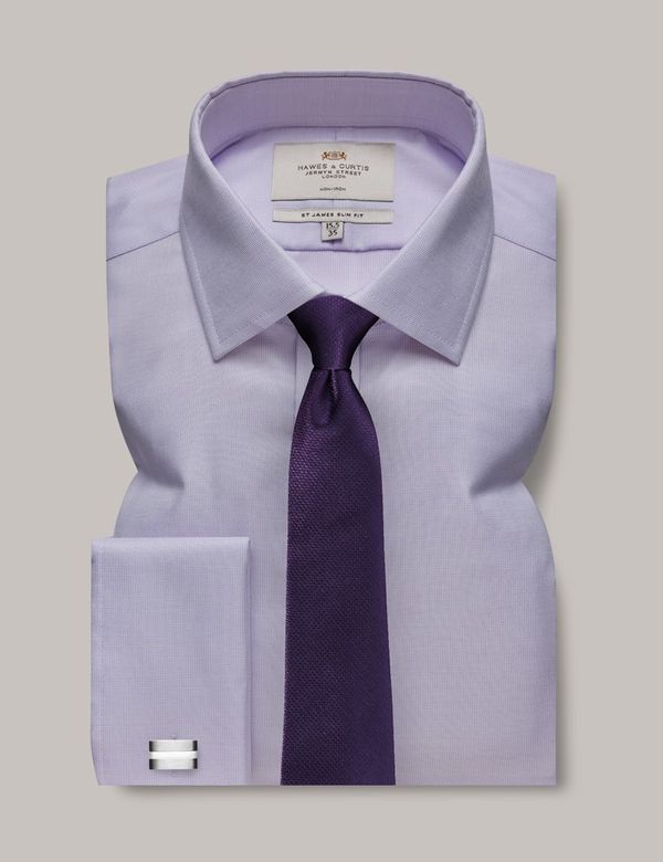 Men's Non-Iron Lilac & White Slim Shirt - French Cuff