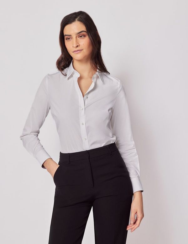 Semi-Fitted White Shirt - Contrast Detail