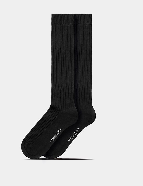 Men's Black Ribbed Socks