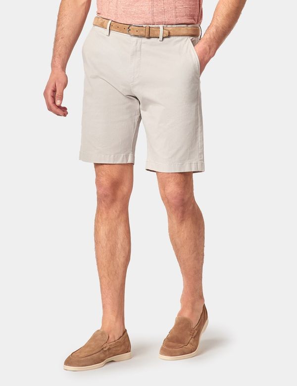 Pale Grey Cotton Stretch Chino Shorts