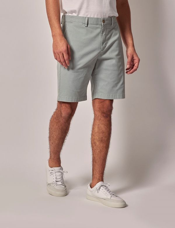 Dark Aqua Garment Dyed Cotton Stretch Chino Shorts