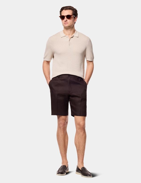 brown dress shorts men Hawes & Curtis Chocolate Linen | Plain Moisture wicking stretch fabric Pentagram Womens Next Chocolate Brown Color:Navy Blue/Multi