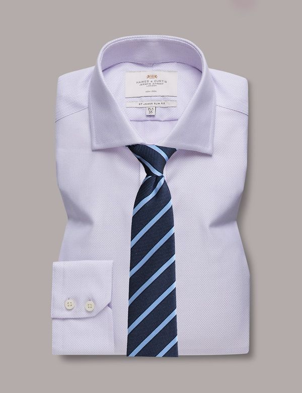 Lilac Shirt With Mini Frill Collar And White Trim