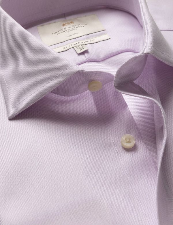 Men's Slim Fit Lilac & White Textured Weave Non-Iron Shirt | Hawes & Curtis