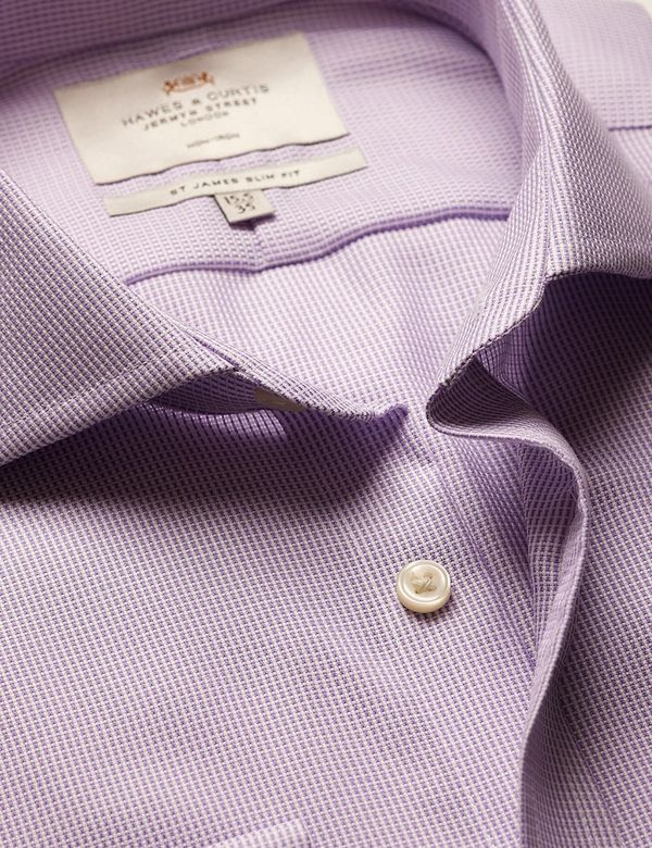 Slim Fit Lilac & White Textured Weave Non-Iron Shirt