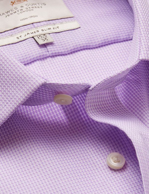 Slim Fit Lilac & White Dogtooth Non-Iron Shirt