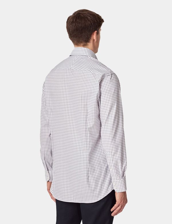 Men's Non-Iron Navy & Pink Check Pin Point Oxford Shirt