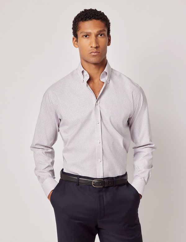 Slim Fit Red & White Check Pin Point Non-Iron Oxford Shirt