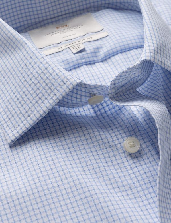 Slim Fit Blue & White Check Non-Iron Shirt