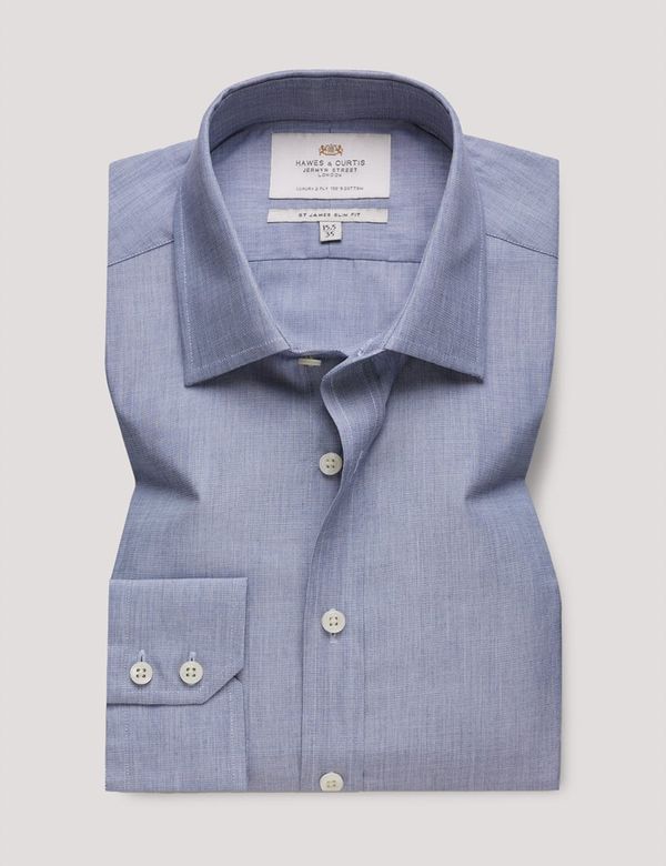 Men's Grey End On End Slim Shirt | Hawes and Curtis