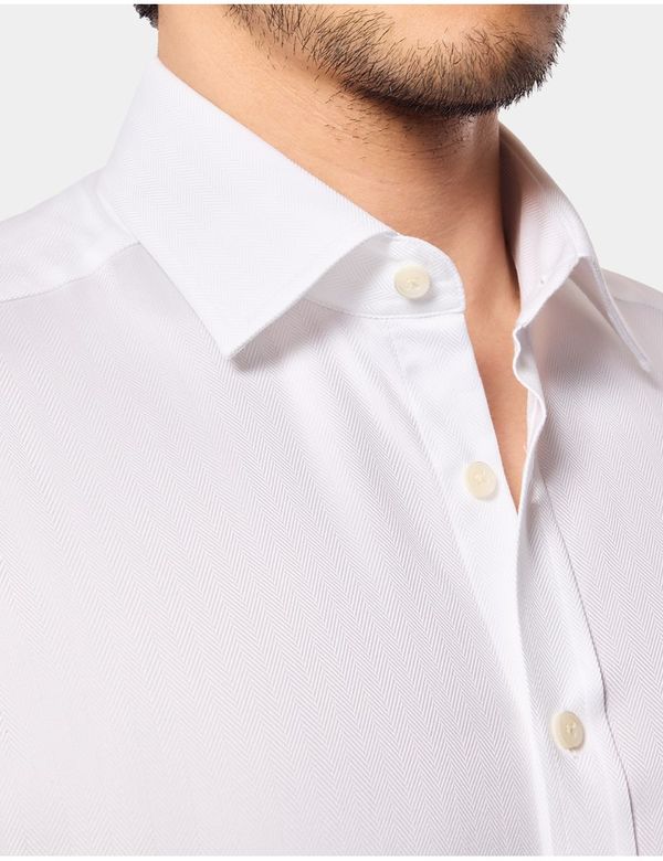 Men's White Herringbone Slim Shirt Men's White Herringbone Slim Shirt