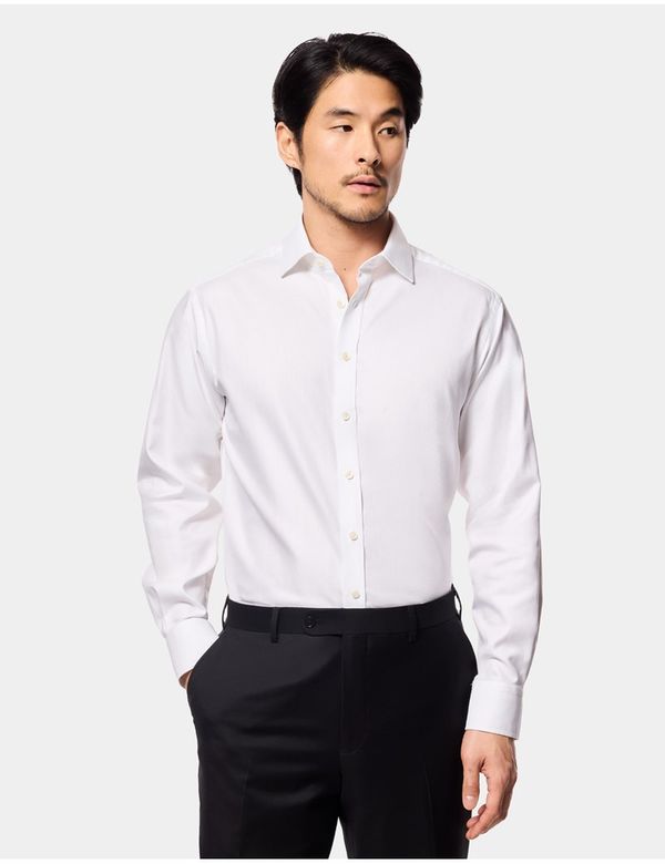 Men's White Herringbone Slim Shirt
