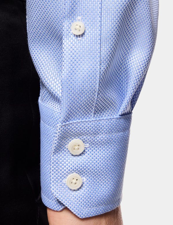 blue textured dress shirt David Donahue Blue Micro Textured Non-Iron Dress Shirt Blue / 18x34/35 main image 1