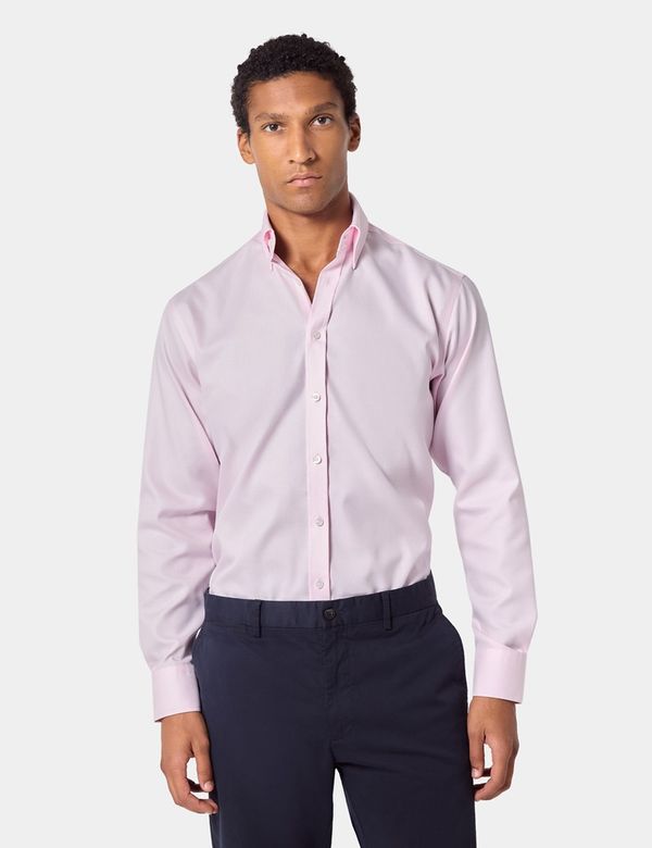 Men's Non-Iron Pink Oxford Shirt Button Down Collar Slim Fit
