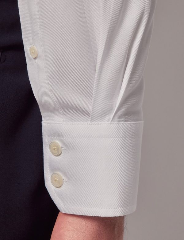 Men's White Cotton Tencel™ Blend Slim Fit Shirt| Hawes and