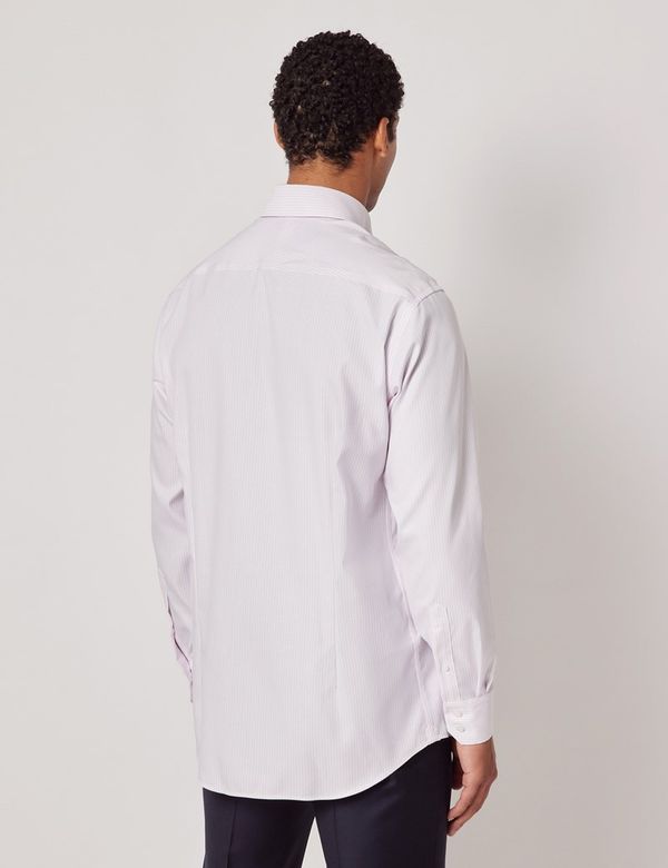 Men's Non-Iron Blue & Pink Stripe Pin Point Oxford Shirt