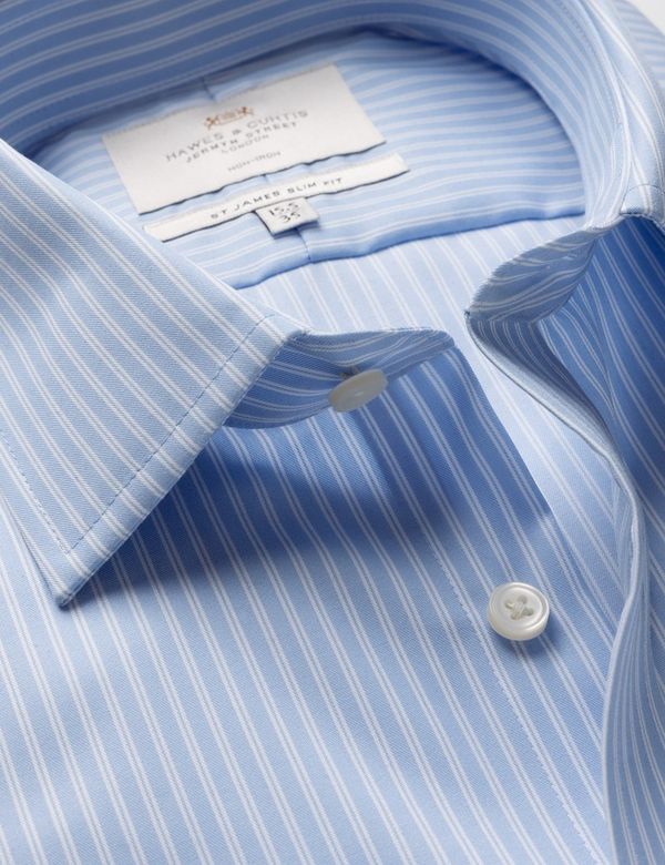 Slim Fit Blue & White Stripe Non-Iron Shirt