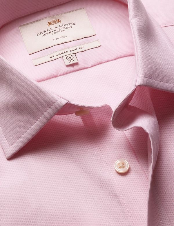 Slim Fit Pink & White Fine Stripe Non-Iron Shirt