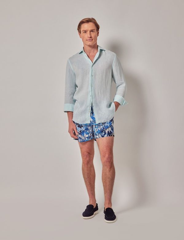 Short De Bain Homme Sonoma Taille L - Motif Floral Bleu Et Rouge - Très Bon état
