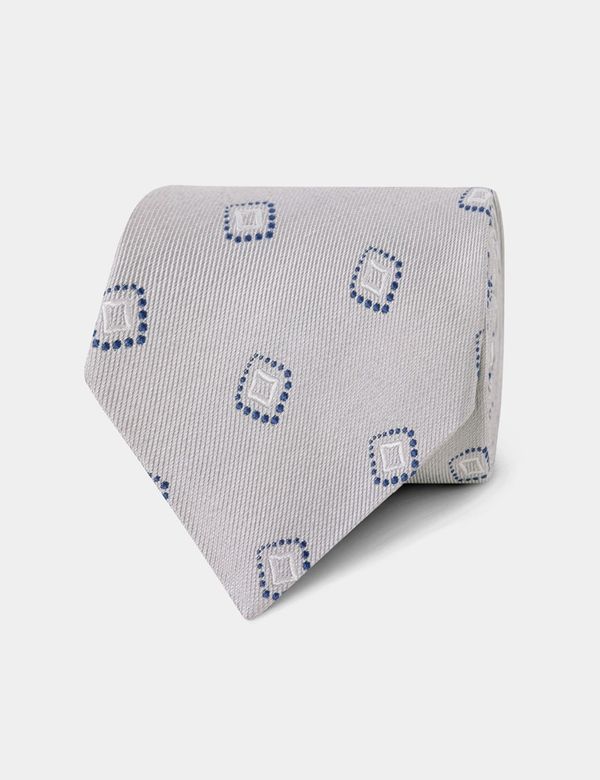 Silver Square Jacquard Italian Silk Tie - 1913 Collection