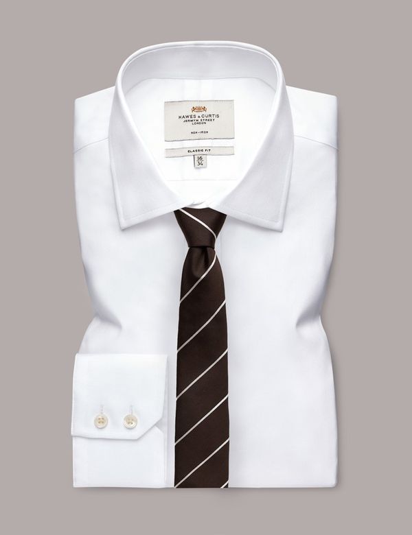 Men's Satin Clip-On Tie - Brown With White Dots, 20" Length, Handmade In UK - View #6