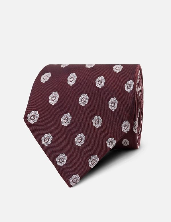 Burgundy Jacquard Flower 1913 Tie