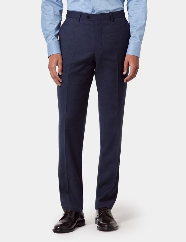 Slim Fit Navy Check Suit Trousers