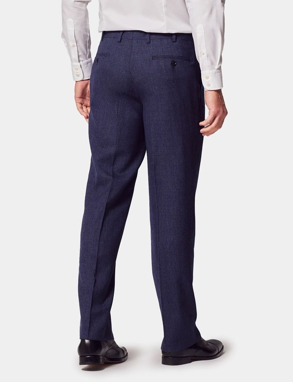 Men's Blue & Red Prince Of Wales Plaid Classic Fit Suit Pants