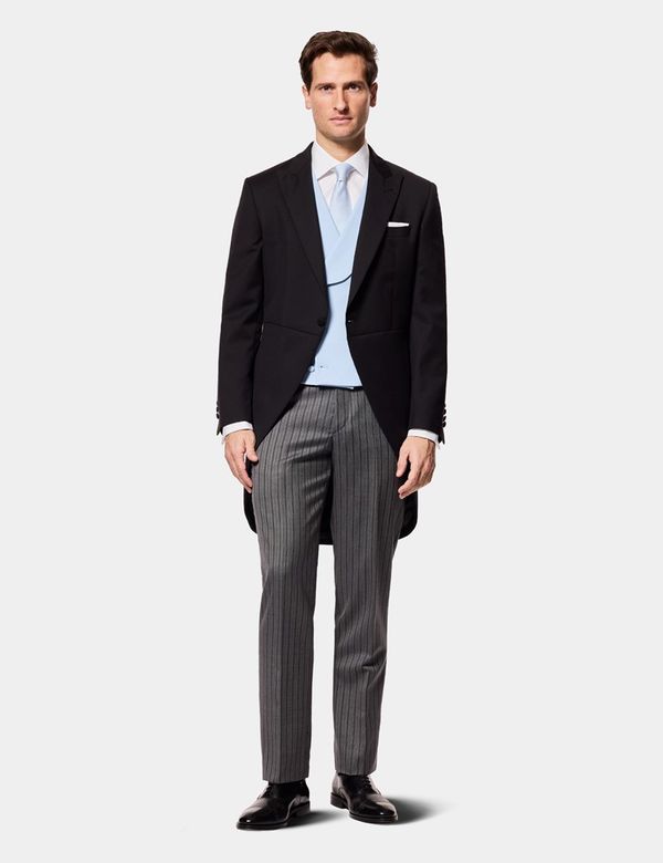 grey and black dress pants Hawes & Curtis Tailored Fit Striped 1913 Morning Suit With Side Adjusters | Wool Japanese Kimono Dress
