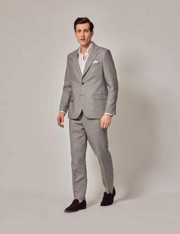 Men's Grey Linen Tailored Suit Pants Men's Grey Linen Tailored Suit Pants