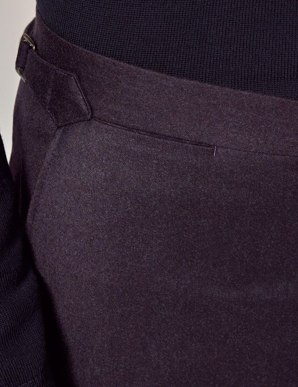 Men's Dark Purple Slim Flannel Pants Trousers With Side Men's Dark Purple Slim Flannel Pants Trousers With Side