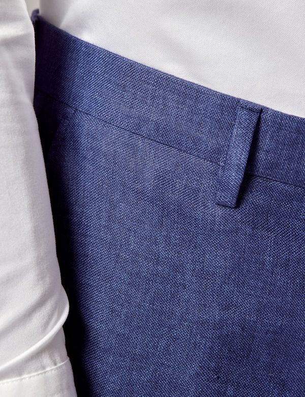 Men's Royal Blue Flat Front Pant Linen Slacks main image 1