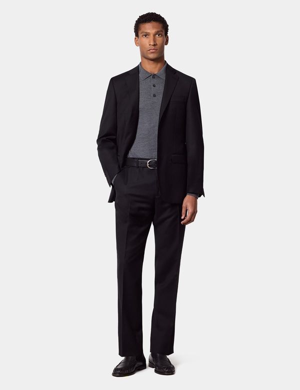 Men's Black Twill Tailored Suit Pants| Hawes and Curtis