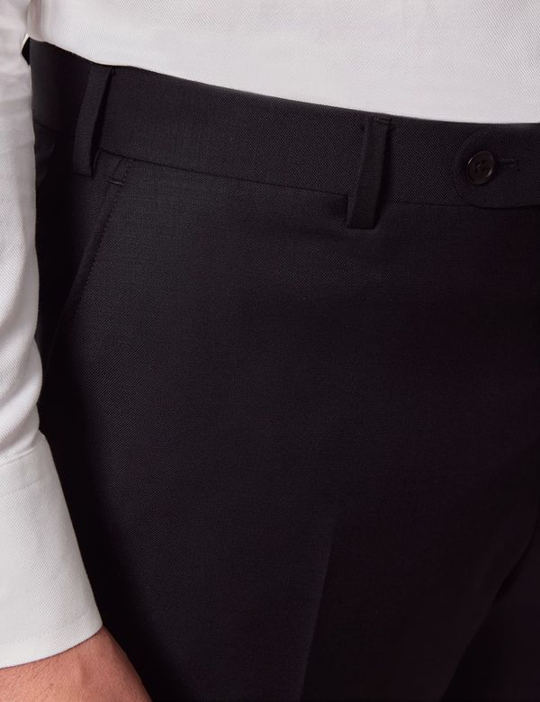 Men's Black Twill Classic Fit Suit Pants