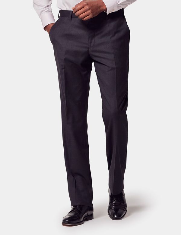 Men's Dark Charcoal Twill Classic Fit Suit Pants | Hawes