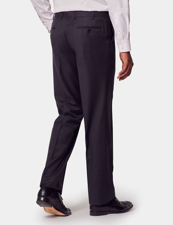 Men's Dark Charcoal Twill Classic Fit Suit Pants | Hawes