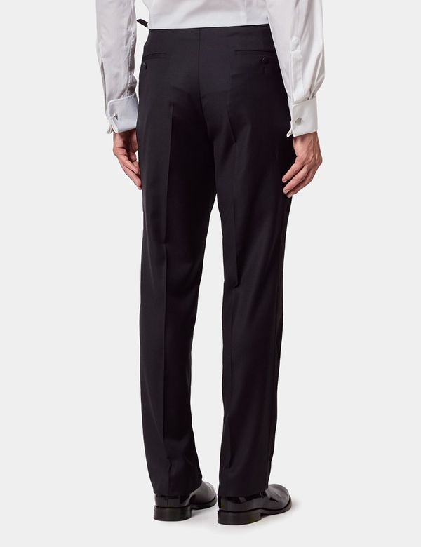 Men's Black Classic Fit Dinner Suit Pants With Side Adjusters