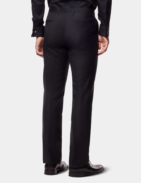 Hawes & Curtis Slim Fit Black Twill Suit Pants | Wool | Plain