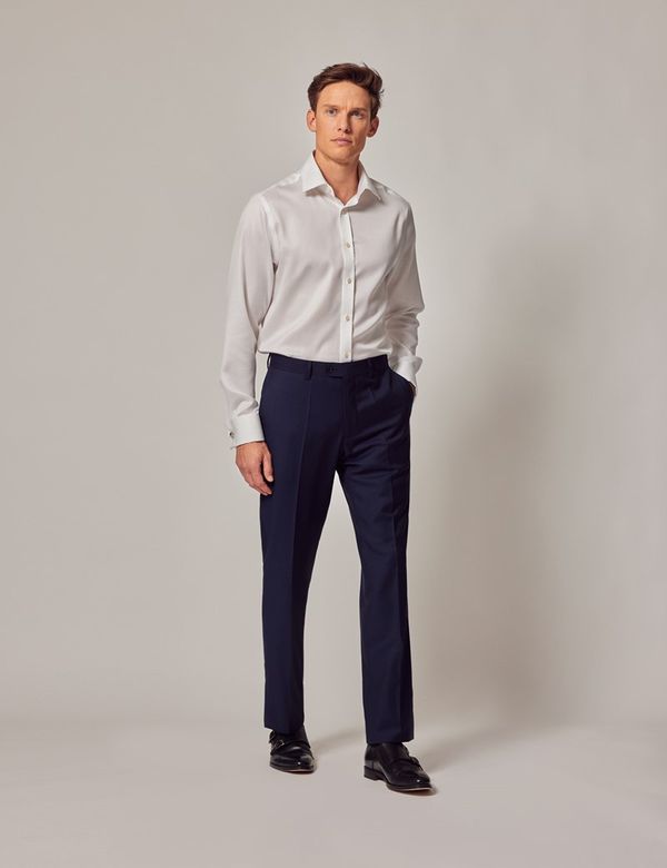 Men's Dark Blue Twill Slim Suit Pants Men's Dark Blue Twill Slim Suit Pants