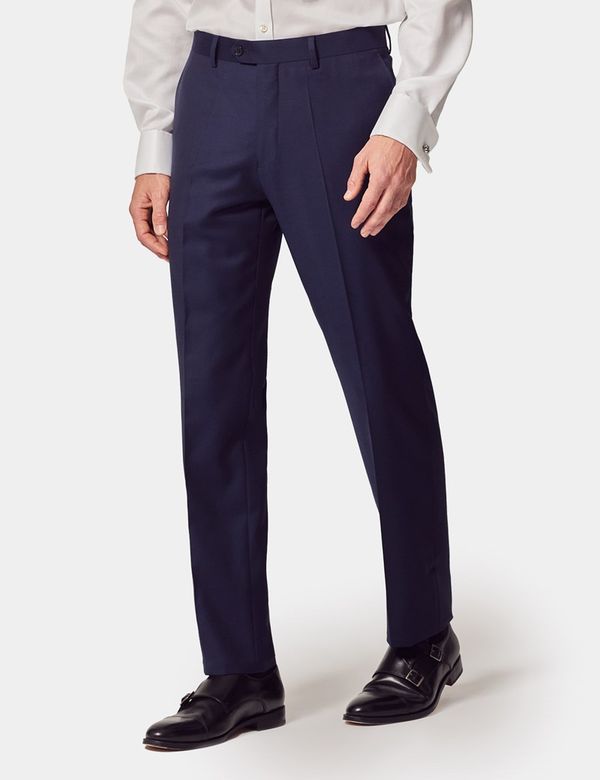 Slim Fit Dark Blue Twill Suit Trousers