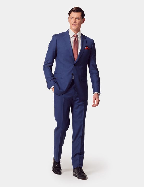 Men's Royal Blue Dress Pants 2-Pleats Unfinished Hem main image 1
