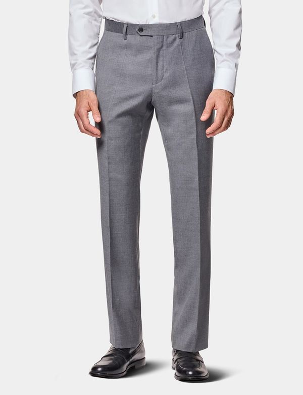 Slim Fit Mid Grey Twill Suit Trousers