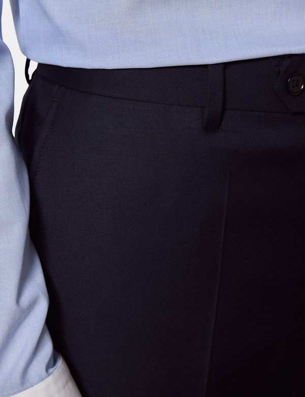 Men's Navy Twill Slim Fit Suit Pants | Hawes & Curtis